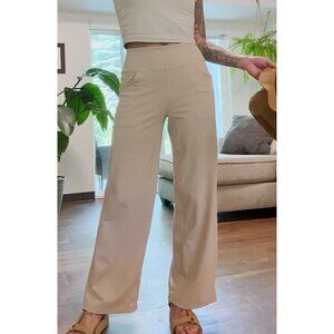 Tan Wide Leg Trousers (w/ front pockets)